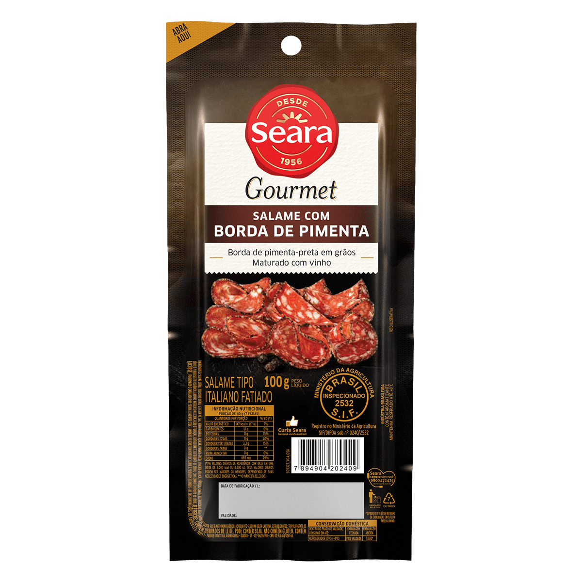Salame com Borda Pimenta 100g – Seara Gourmet