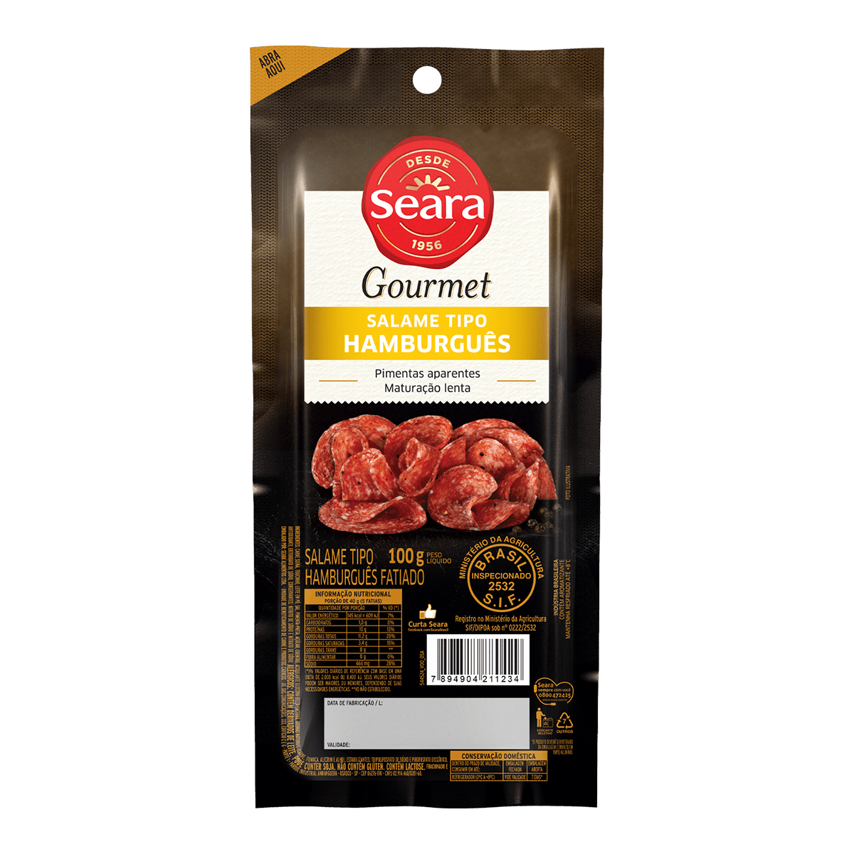 Salame Tipo Hamburguês Fatiado 100g – Seara Gourmet