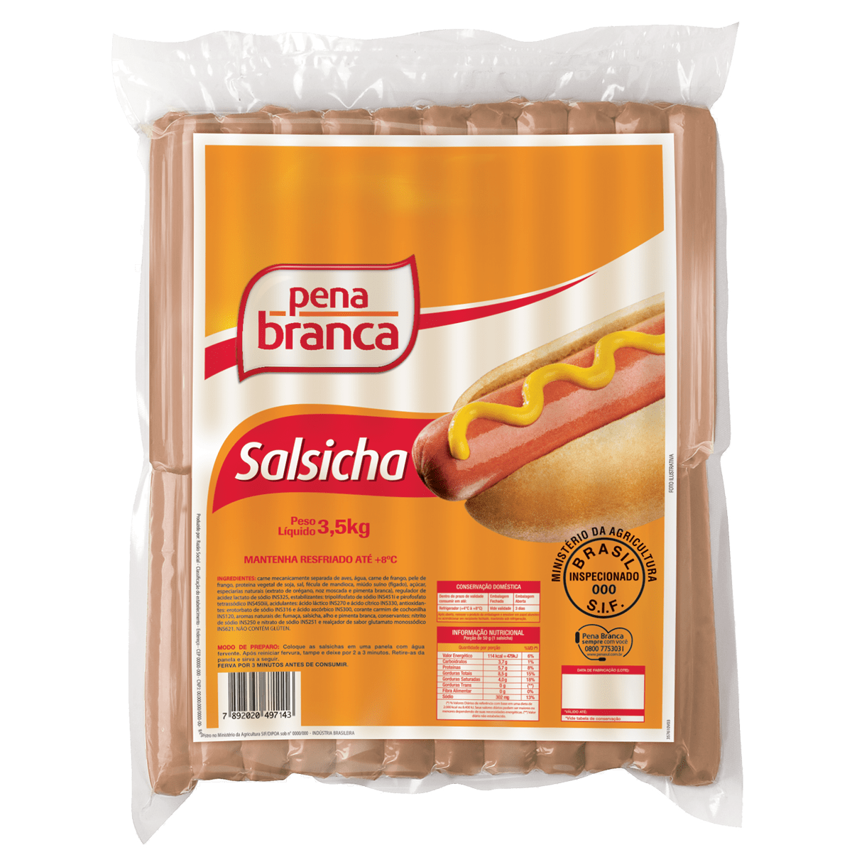 Salsicha 14cm 3,5kg – Pena Branca