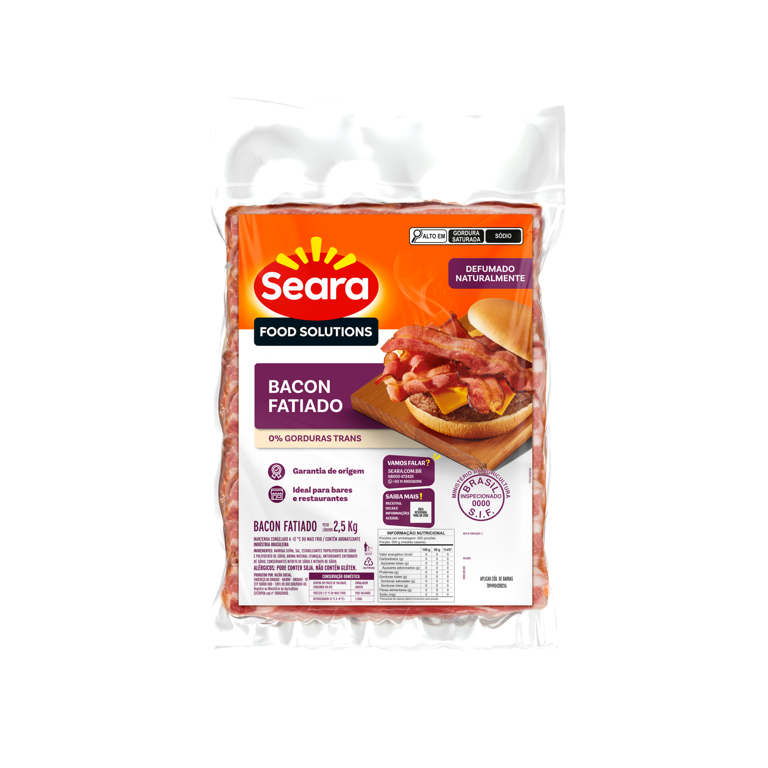 Bacon em Fatias 15kg – Seara Food Solutions
