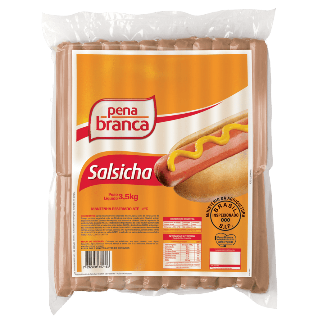 Salsicha 14cm 3,5kg Pena Branca