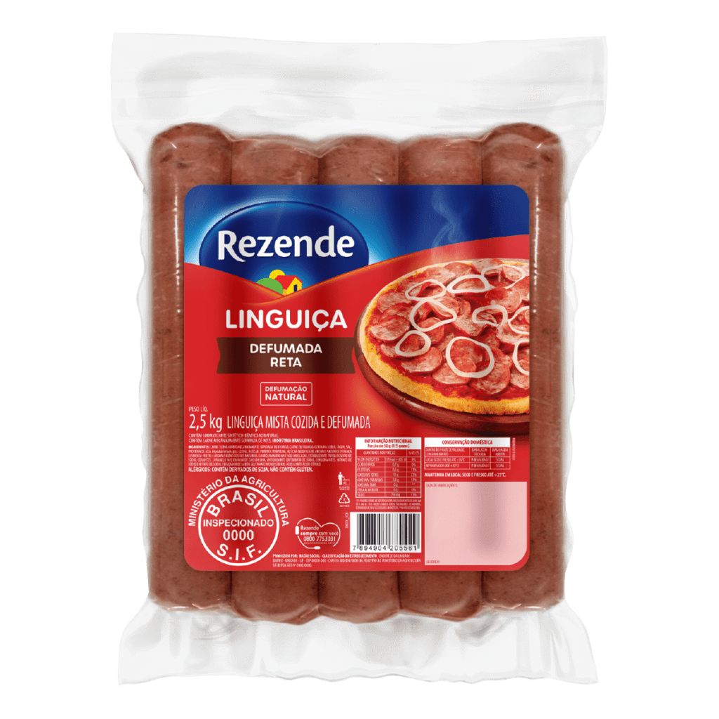 Linguiça defumada reta 2,5kg Rezende